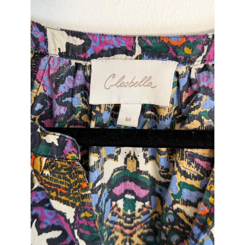 Cleobella Felicia Blouse In Mosaic Ikat Long Puff Sleeve Boho Colorful Size med - Picture 3 of 7